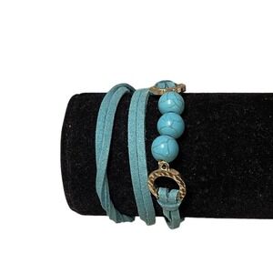 New Fashion Jewelry Wrap Bracelet Leather Wrap Turquoise‎ Color Magnetic Clasp